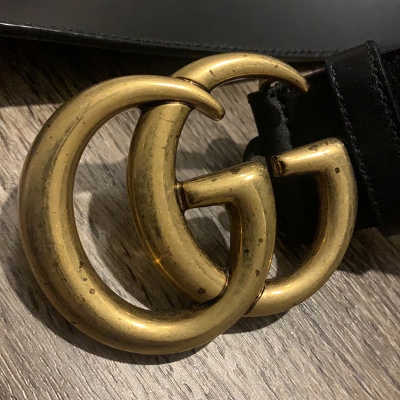 GUCCI Black Leather belt with Double G buckle - Picture 3 of 8